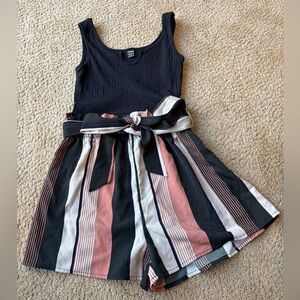 SHEIN Black and Multicolor Striped Jumpsuit